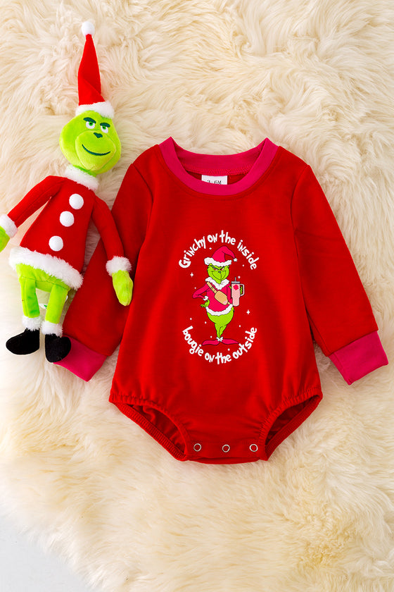 ❄️Red graphic onesie w/ fuchsia hem. RPG40201 AMY