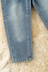 Lt. Blue denim pants with back white embroidered pocket. PNB60004