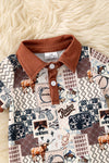 Rodeo multi-printed baby jumpsuit with snaps. RPB60321 SOL