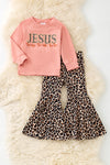 Jesus The way the truth the life" Cameo embroidered sweatshirt and animal printed bottoms. OFG61395 mon