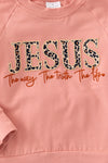 Jesus The way the truth the life" Cameo embroidered sweatshirt and animal printed bottoms. OFG61395 mon