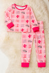 Pink western printed pajamas set. PJG60012 AMY