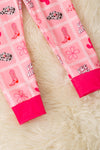Pink western printed pajamas set. PJG60012 AMY