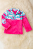 Cow printed on fucshia fleece pullover sweater. TPG51037 AMY