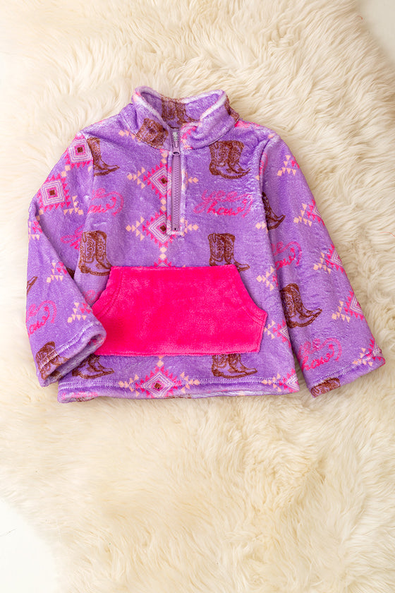 Purple boot & aztec, pullover sweater. TPG51038 JEA