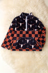 Bull skull & checker printed pullover sweater. (WESTERN) TPB50691 SOL