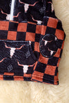 Bull skull & checker printed pullover sweater. (WESTERN) TPB50691 SOL