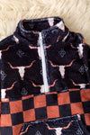 Bull skull & checker printed pullover sweater. (WESTERN) TPB50691 SOL