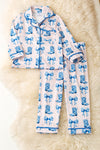 Western coquette on blue tone pajamas set. PJG60011 SOL