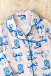 Western coquette on blue tone pajamas set. PJG60011 SOL