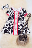🐮Cow spotted dress with embroidered cows & fuchsia trim🐮DRG15134012 JEAN