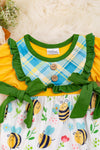 Bee printed baby romper with yellow contrast.RPG15134021 SOL