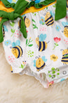 Bee printed baby romper with yellow contrast.RPG15134021 SOL