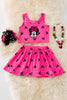 Fuchsia cartoon character printed girls 2 piece set. OFG50914 JEAN