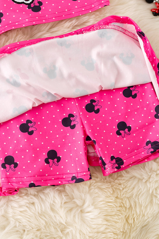 Fuchsia cartoon character printed girls 2 piece set. OFG50914 JEAN