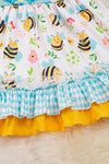 Bee printed dress w/ ruffle hem. DRG15134018 AMY