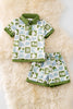 Multi-printed tropical green and blue checker boys 2 piece set. OFB50130 AMY