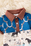 Western  block printed boys baby romper. RPB50287 SOL