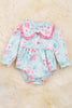 Pastel floral printed onesie w/ long sleeve. RPG15154009 NAY