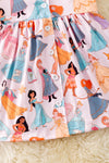 Multi-printed Cartoon Pr*ncess dress with collar. DRG51909 JEAN