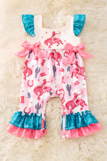  Horse rider girls printed baby romper. RPG51318 JEAN