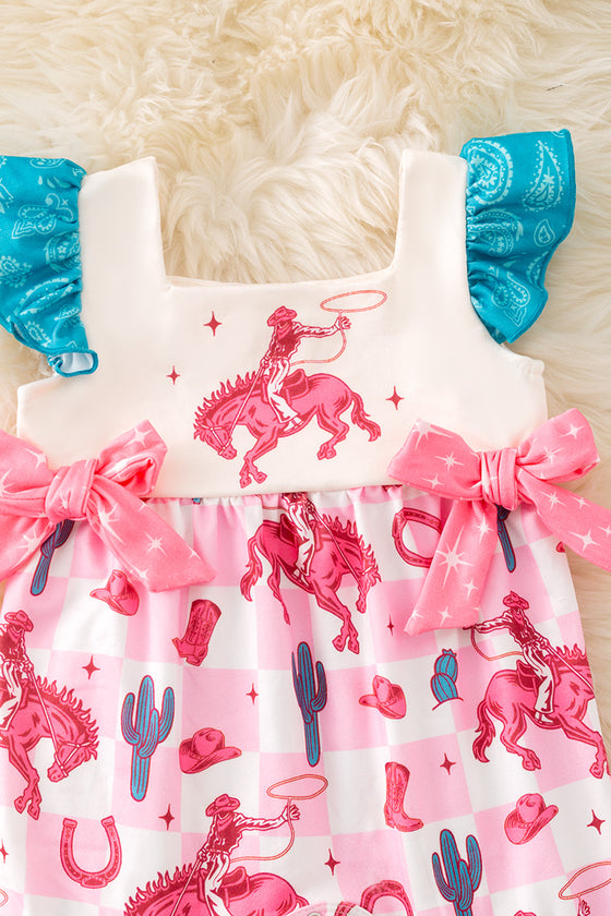 Horse rider girls printed baby romper. RPG51318 JEAN