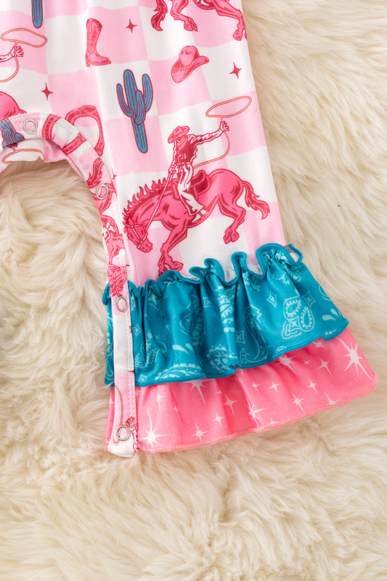 Horse rider girls printed baby romper. RPG51318 JEAN