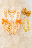 Yellow coquette bow printed girls baby romper. RPG51306 AMY