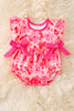Fuchsia floral baby romper w/side bows. RPG50746 AMY