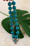 Turquoise printed bubble necklace w/bull skull pendant.3pcs/$15.00 ACG25154001 M