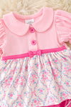 Lt Pink & fuchsia coquette printed baby bodysuit. RPG60590 AMY