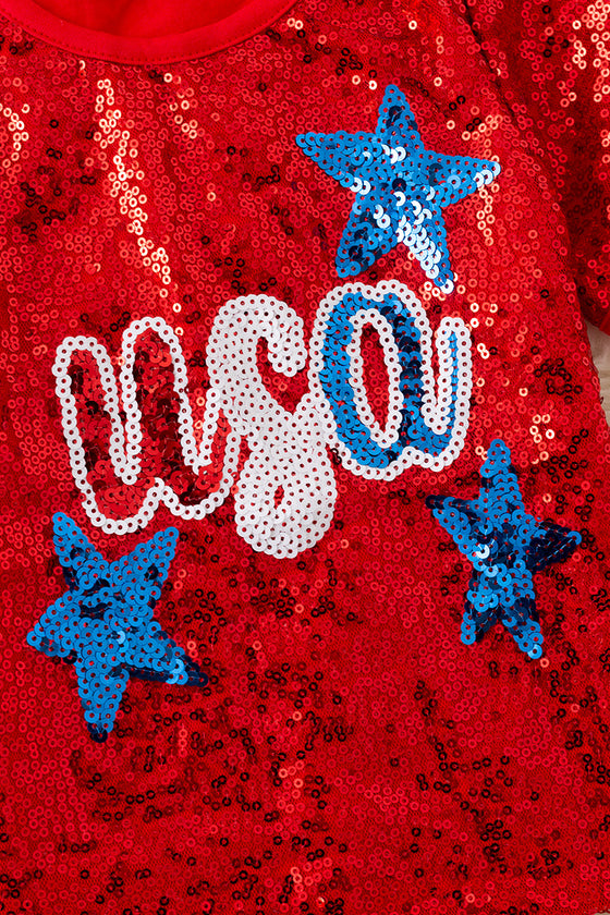 (MOM) Sequins patriotic Women Tee shirt. TPW50064 JEAN