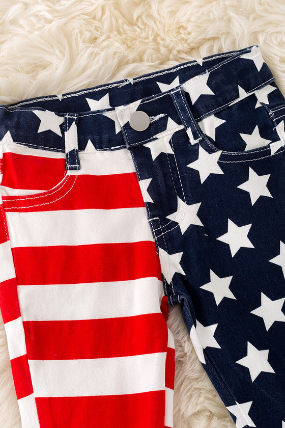 Girls usa flag denim double layer jeans. PNG301322009 SOL