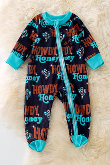  Howdy Honey" Black baby onesie with footie. (Western)  RPB50299 AMY