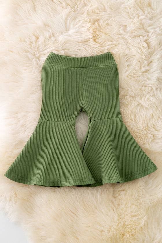 Moss green ribbed fabric bell bottoms. PNG50249 JEAN