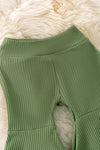 Moss green ribbed fabric bell bottoms. PNG50249 JEAN