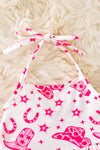 Horseshoe printed girls halter top and fuchsia bell bottoms. OFG50830 SOL