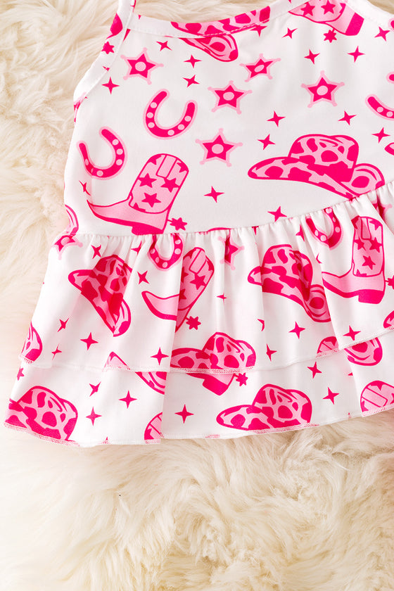 Horseshoe printed girls halter top and fuchsia bell bottoms. OFG50830 SOL