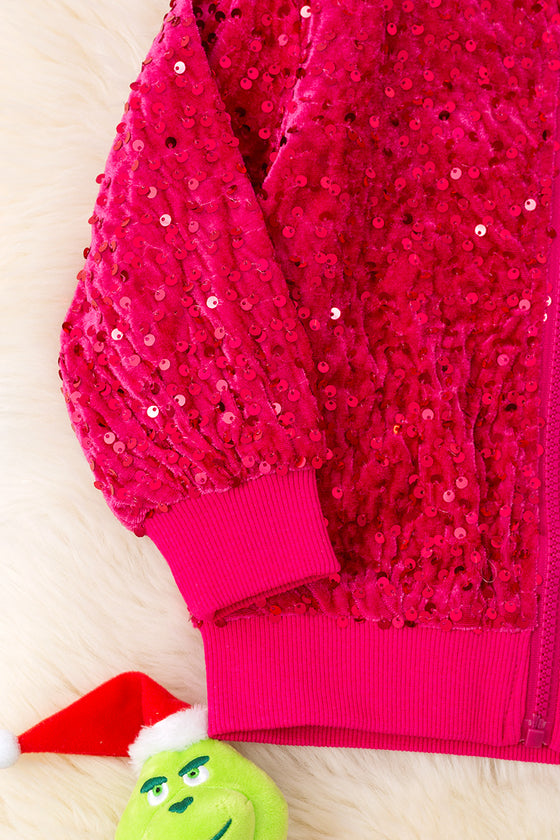 Fuchsia Christmas character sequins jacket.  TPG51344 AMY