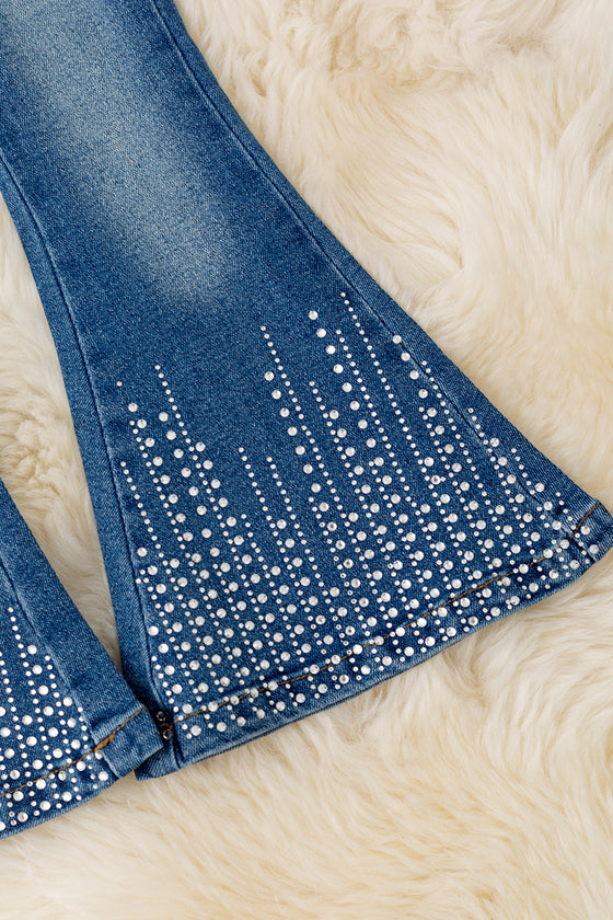 Rhinestones denim bells with adjustable waistband. PNG50815 SOL