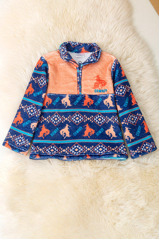 Howdy" Horse rider printed pullover sweater. TPB50514 JEAN