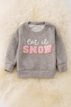 TPG41208 NAY: "Let it snow" Gray applique sweatshirt.