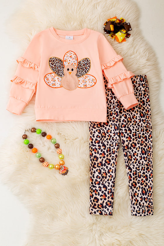 Cute turkey application girls 2 piece set. OFG51479 JEAN