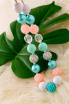 Aqua, peach & white bubble necklace. 3pcs/$12.00 ACG40497 S