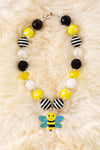 Yellow, white, black bubble necklace w/bee pendant. 3PCCS/$15.00 ACG40499 S