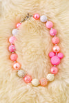 Pink & white character printed bubble necklace. 3PCS/$15.00 ACG40501 S