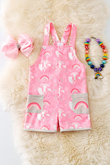  " I come from good stock" cow & rainbow printed girls romper. PNG50150 SOL