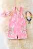 " I come from good stock" cow & rainbow printed girls romper. PNG50150 SOL
