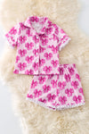 Fuchsia coquette printed pajamas set w/embroidered trim. PJG50202 JEAN