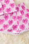 Fuchsia coquette printed pajamas set w/embroidered trim. PJG50202 JEAN